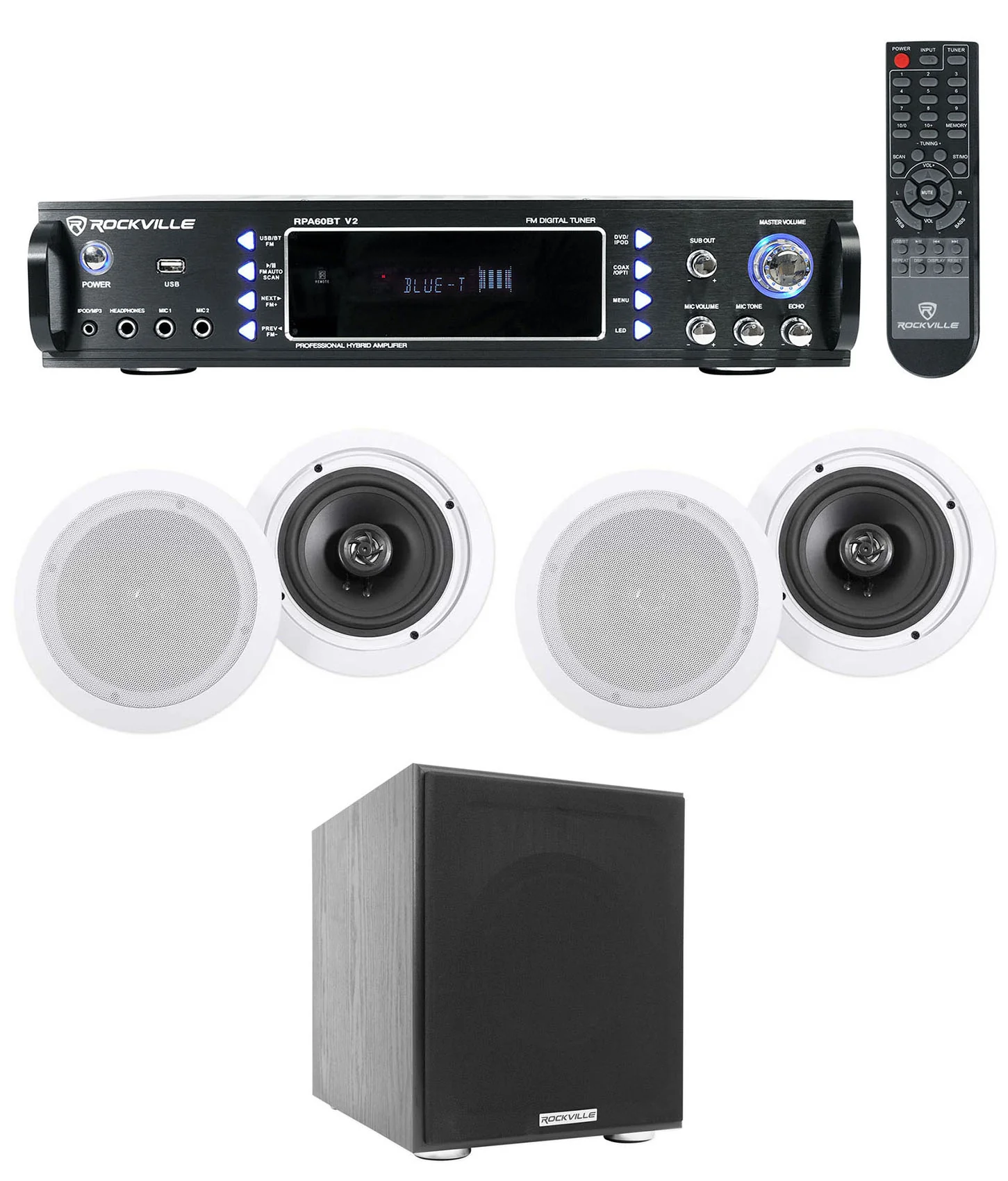 RPA60BT 4-Pack + Rock Shaker 8 Subwoofer Bundle