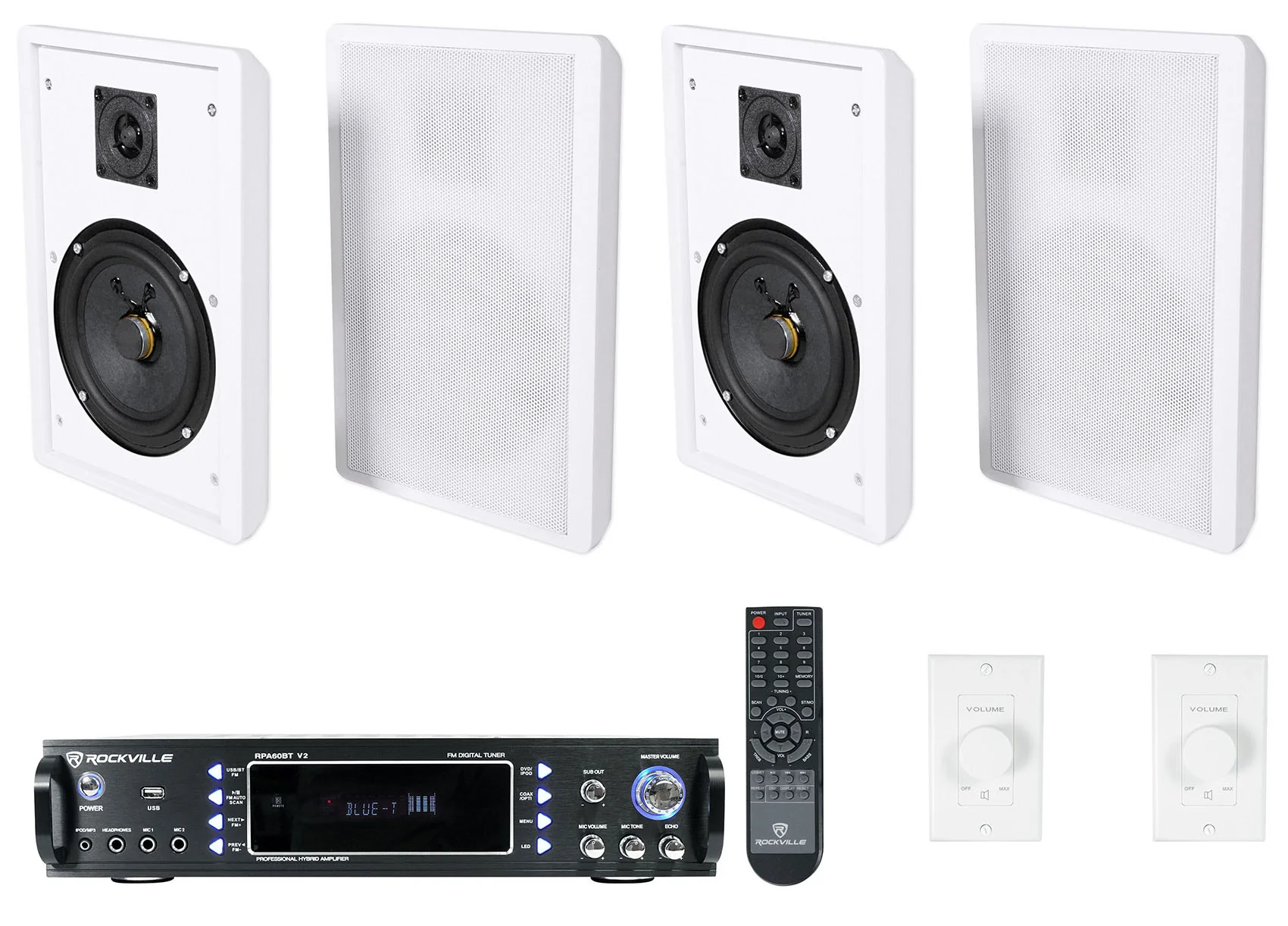 RPA60BT + RockSlim White 4-Pack + VOL850 2-Pack Bundle