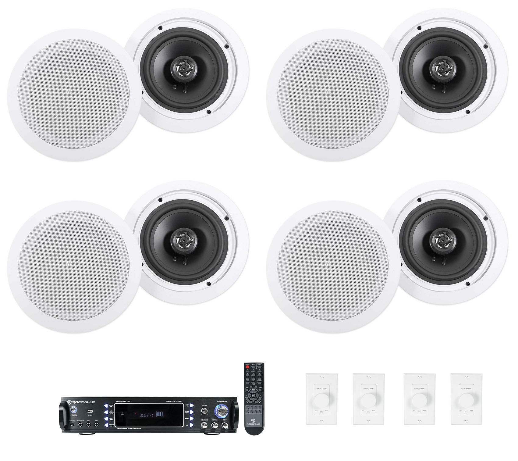 RPA60BT 8-Pack + VOL850 Wall Volume Controllers Bundle