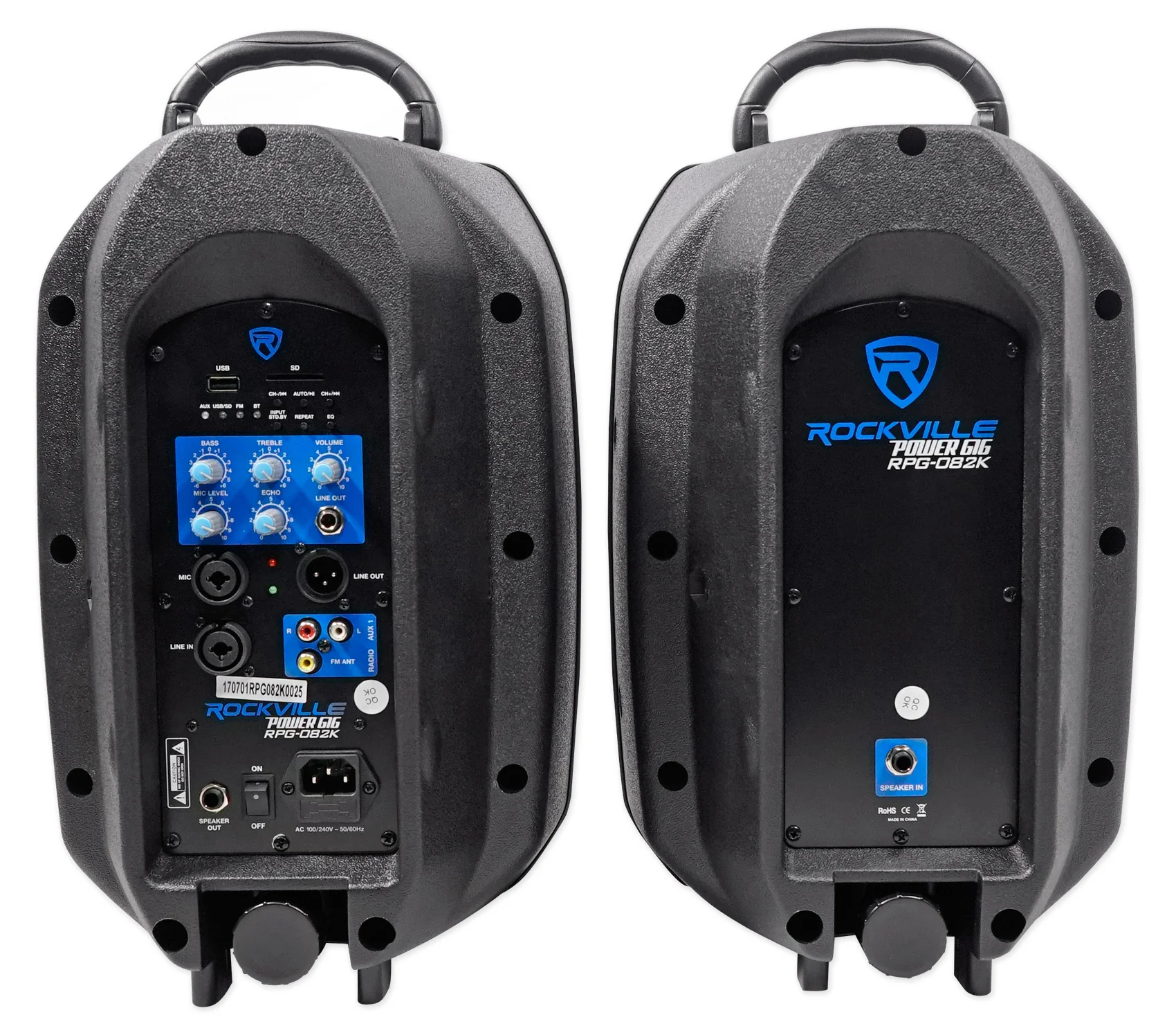 RPG082K Dual 8" Powered PA Speakers 2-Pack + LINE8 Mixer Bundle - Image 3