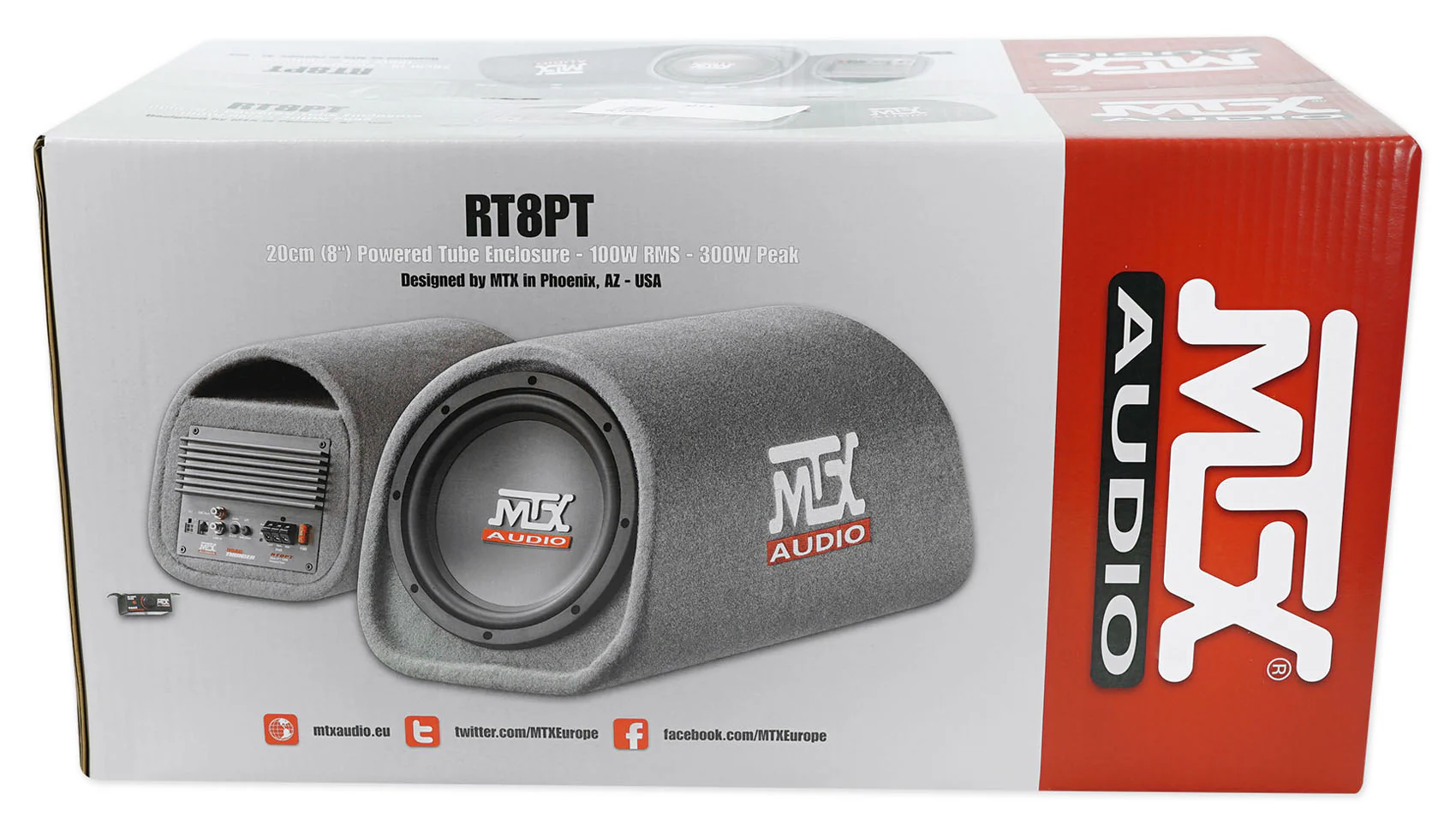 MTX Road Thunder RT8PT 8” 240 Watt Powered Vented/Ported Bass Tube+Amp Wire Kit - Image 8