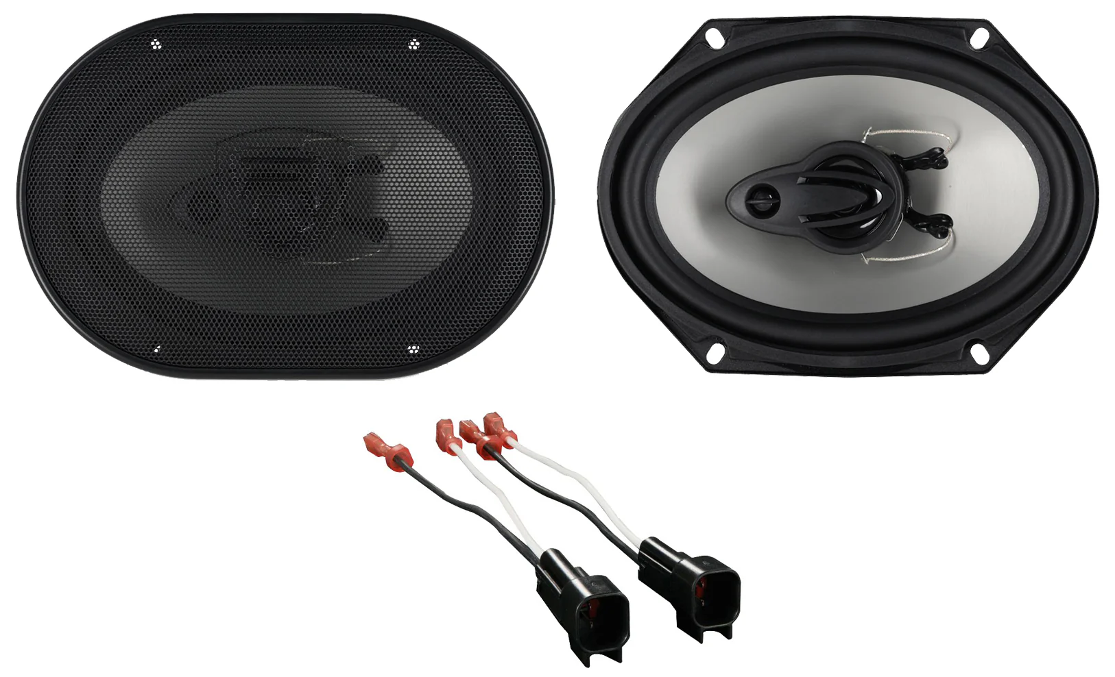 RV68.3A 6x8 Car Speakers 2-Pack + Ford Speaker Harness Bundle
