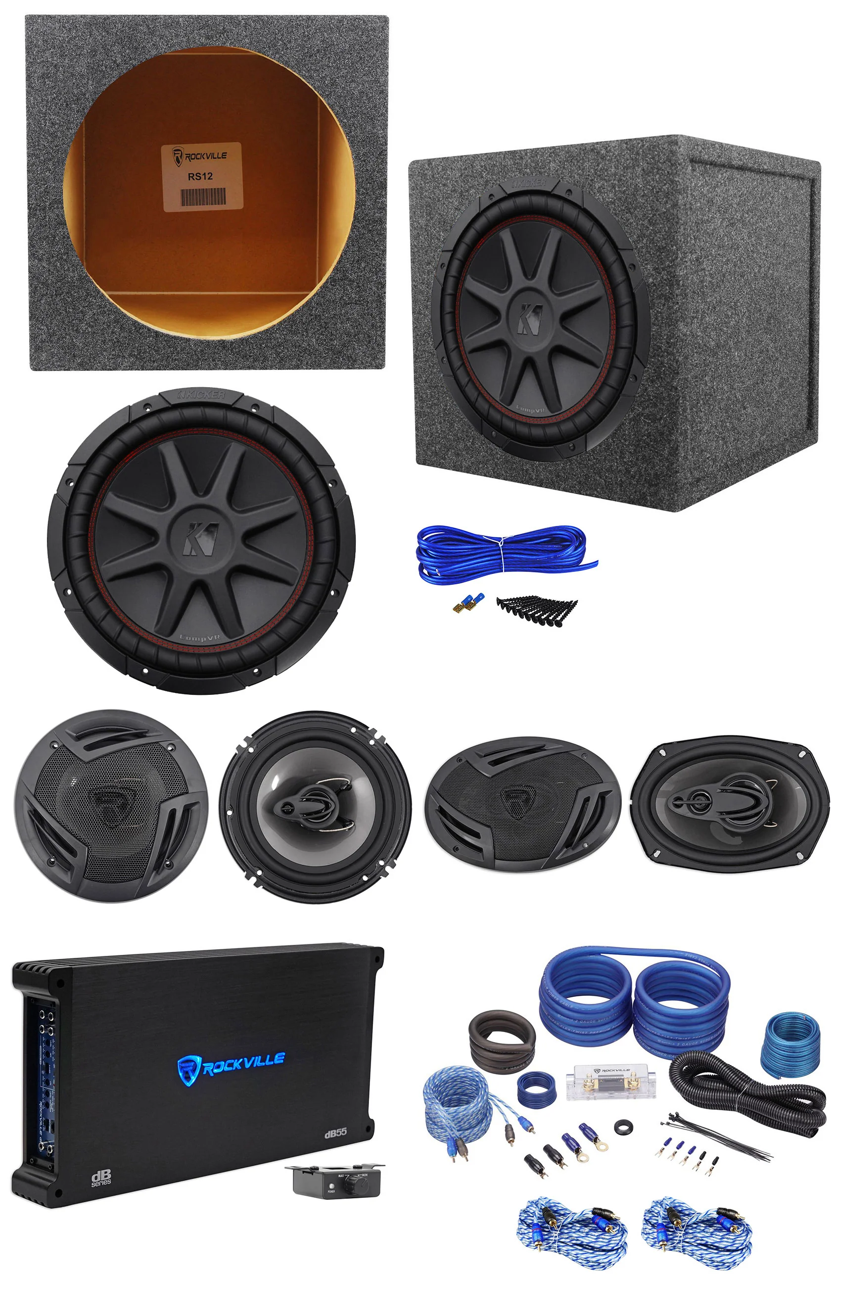 RV69.4A + RV6.3A + 12" Sub, 5-Channel Amp Bundle