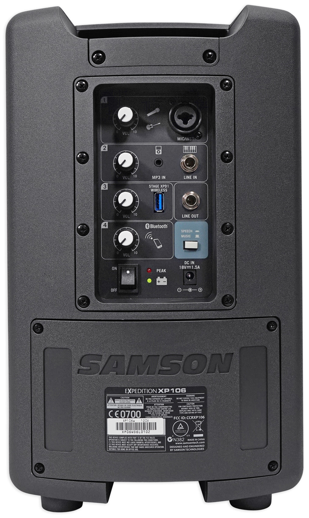 SAMSON XP106WDE 6" Rechargeable Bluetooth PA DJ Speaker+Stands+Headset+Mic+Case - Image 4