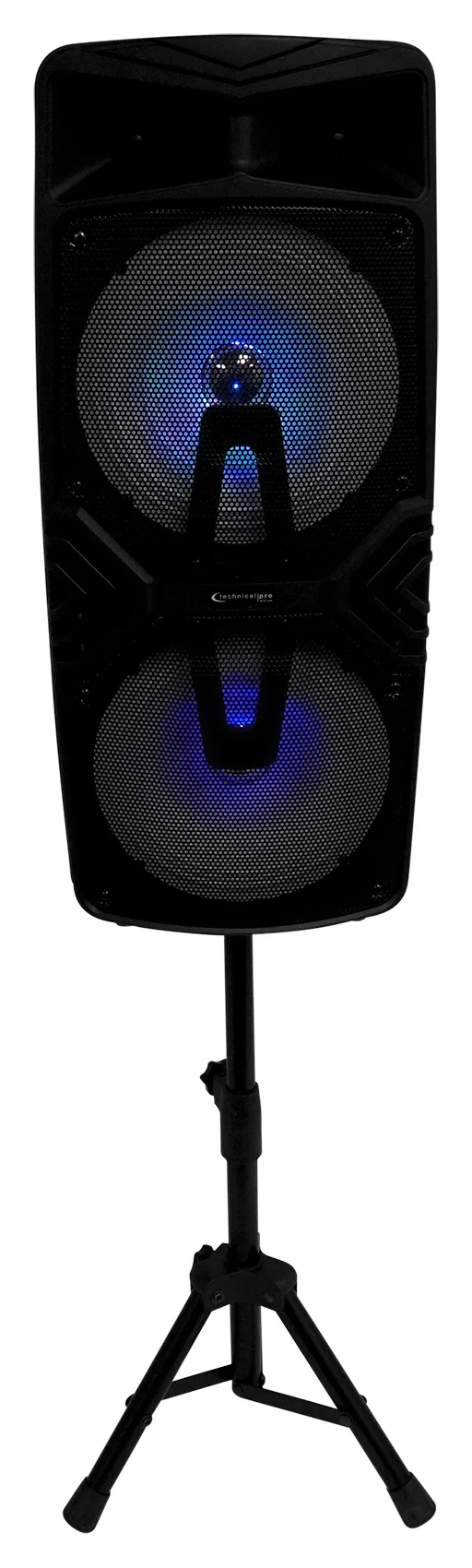 Technical Pro Dual 8" Rechargeable Karaoke Machine System Bundle with Stand & (2) Microphones - Image 2