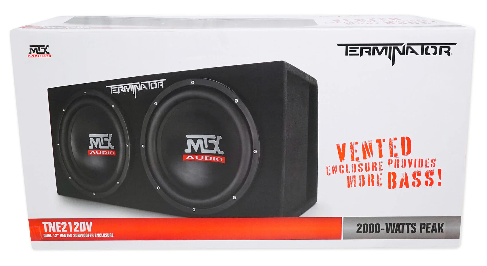 MTX Terminator TNE212DV 1000w Dual 12” Subwoofers+Vented Box+Bluetooth Speaker - Image 12