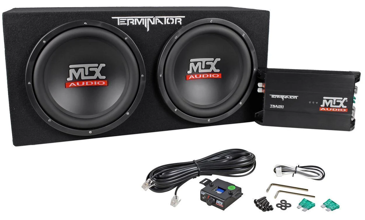 MTX Terminator TNP212D2 Dual 12" Sub Box + NPB3 Bluetooth Boombox Bundle - Image 2