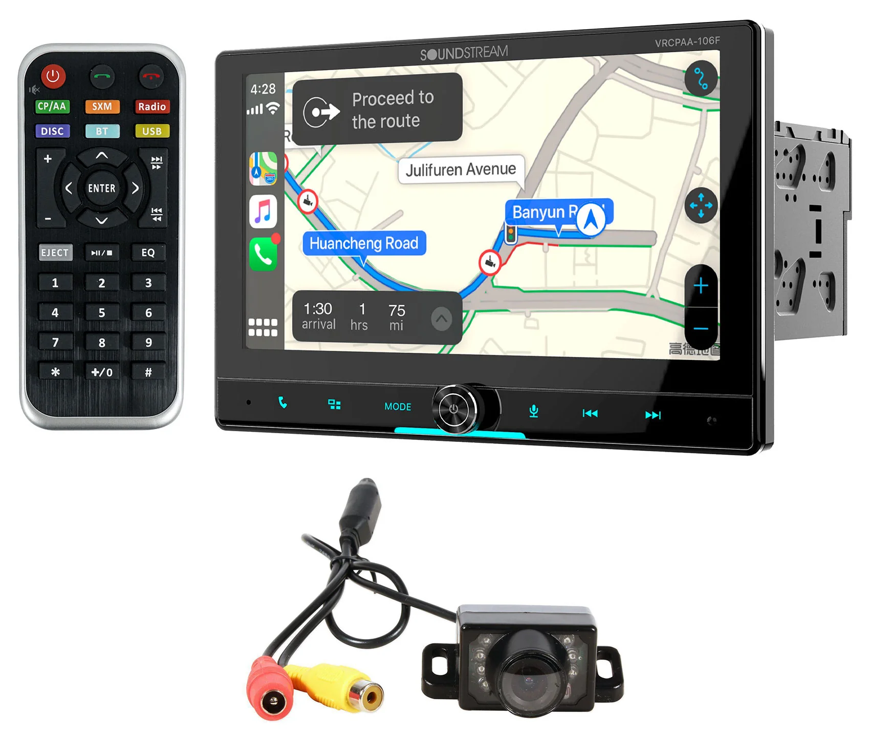 Soundstream VRCPAA-106F 10.6" Monitor Bluetooth/Carplay/Android Receiver+Camera