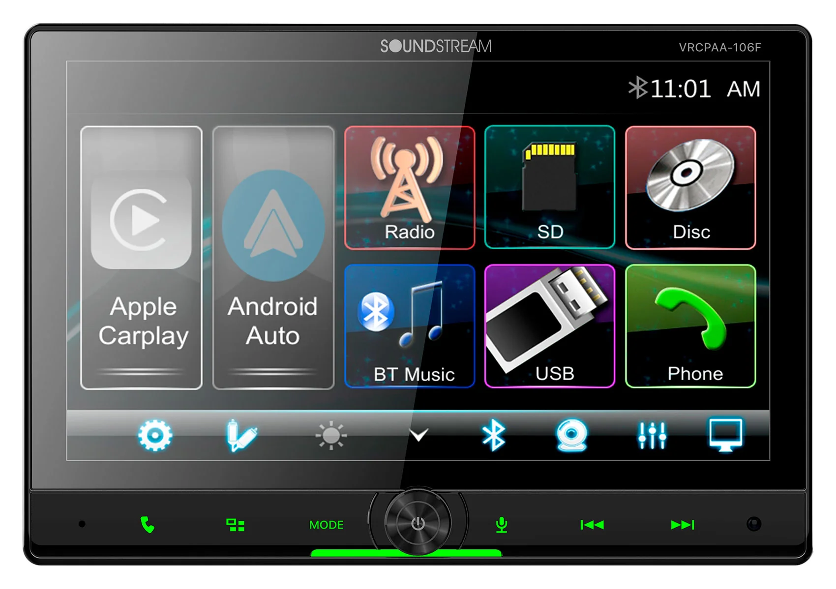 Soundstream VRCPAA-106F 10.6" Monitor Bluetooth/Carplay/Android Receiver+Camera - Image 11