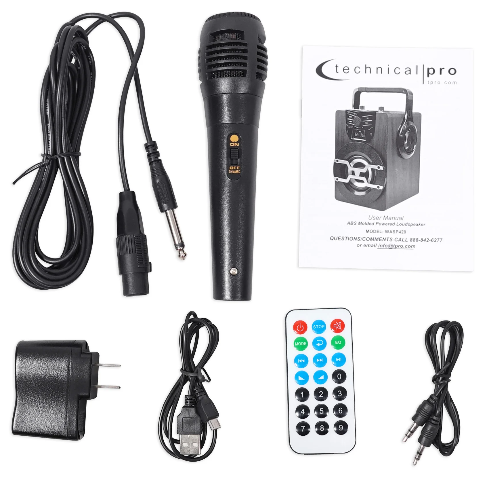 Technical Pro WASP420 Bluetooth Karaoke Machine System w/TV LED's Bundle with Mic & Stand - Image 8