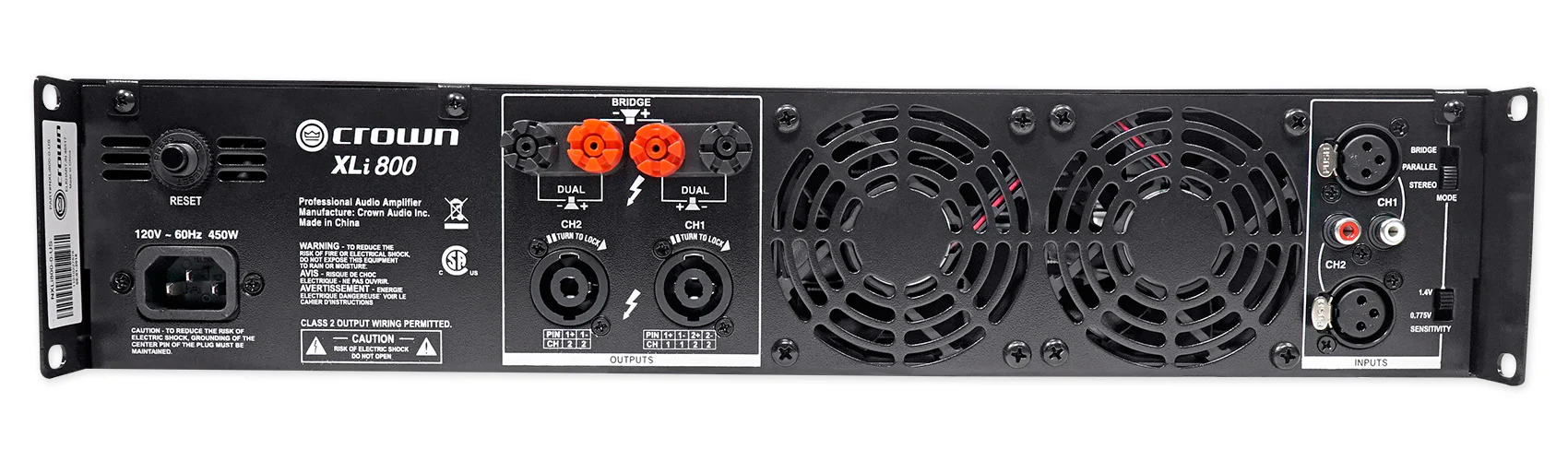 Crown Pro XLi800 600w 2-Channel DJ/PA Power Amplifier Amp + Cables XLI 800 - Image 3