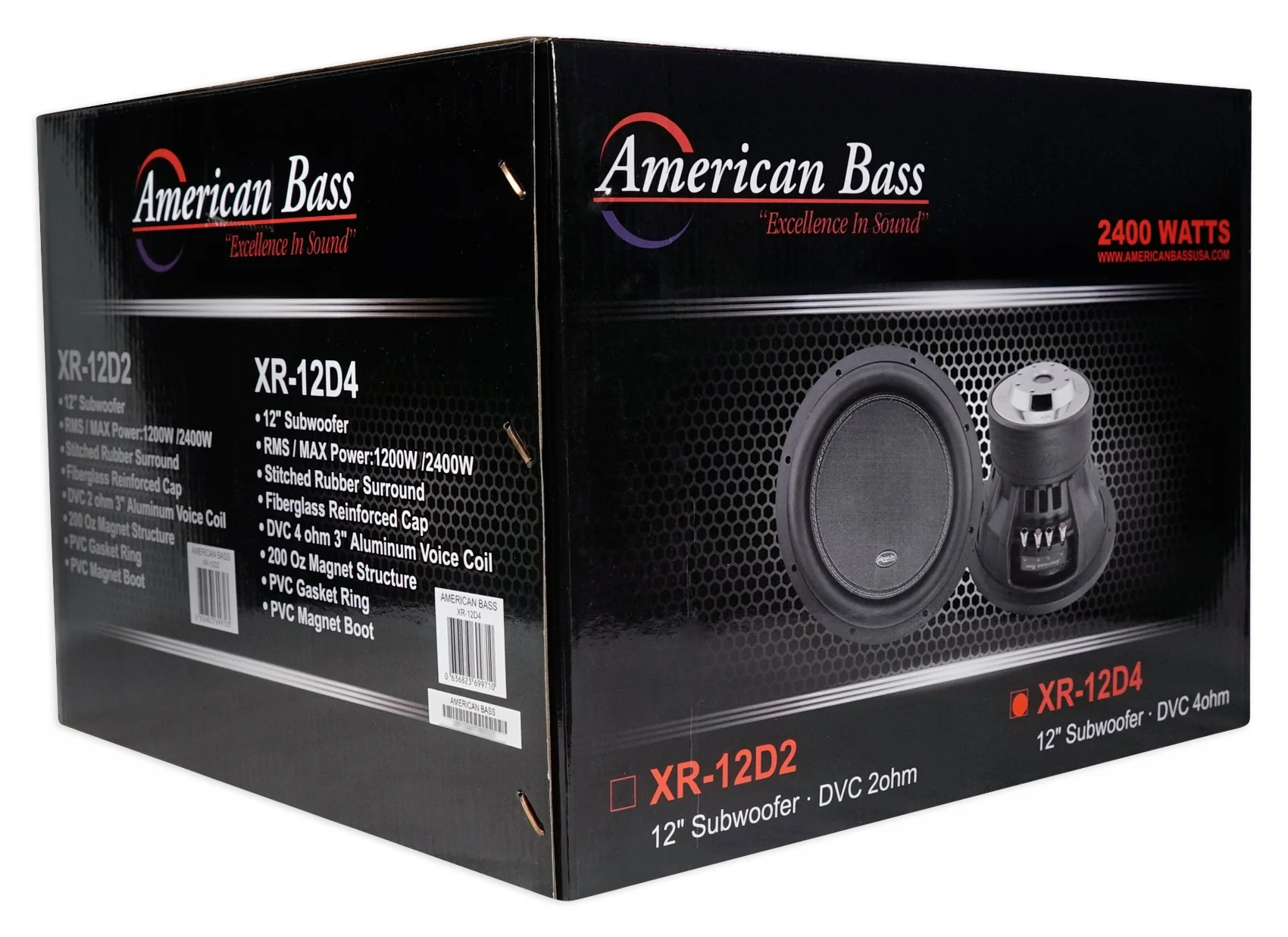 American Bass XR-12D4 2400w 12" Competition Subwoofer+Vented Sub Box Enclosure - Image 9